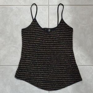 Black and Sparkly Gold Striped Women's Top By BKE Boutique